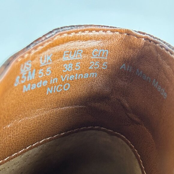 Franco Sarto Nico Snake Faux Leather Ankle Boots Womens 8.5 Brown Side Zip - Picture 9 of 10